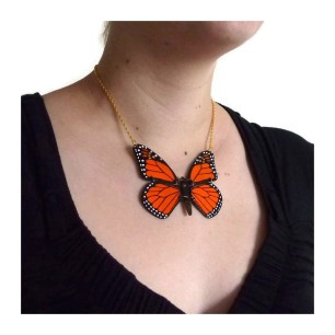 collier-papillon-monarque-orange-et-noir
